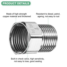 M METERXITY 1-Pack Brass Check Valve, 1/2" Female to 1/2" Male Thread One Way Non-Return Backflow Preventer Valve for Water Tower/Water Heater/Oil/Fuel/Toilets [Silver Tone]