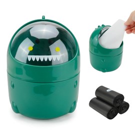 CEYAZYE Desktop Trash Can with 90 Trash Bags, Cute Mini Garbage Can with Flip Lid, Creative Removable countertop Waste Basket Storage bin for Home Kitchens Offices Bathrooms