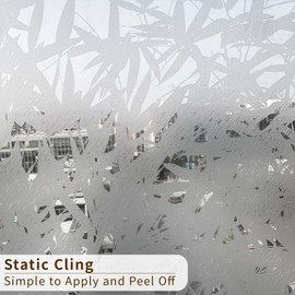 ChicSkin Modern Botanical Frosted Window Privacy Film, Etched Glass Window Film Decorative Abstract Plants, Thickened Floral Shadow Bamboo Window Cling Privacy Film 22.83"X47.24"