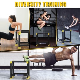 GanFindX Steel Plyo Box 12 Inch with 15 * 12 Inch Surface Metal Plyometric Jumping Box Home Gym Jump Trainer for Fitness Exercise Agility Stamina Conditioning Strength Training, Black