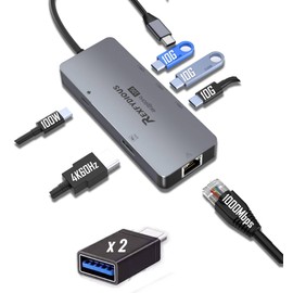 REXFYDIOUS 4K 60Hz 10Gbps USB C HUB Splitter 1 to 4 USB C Port, 100W PD for MacBook M1/M2, Windows, Android and USB Type C Devices (Black USB 3.0 Female Adater x2)