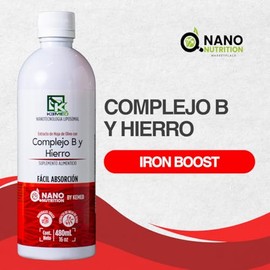 KEMED | Complejo B y Hierro con Extracto de Hoja de Olivo | Suplemento Líquido Liposomal de Alta Absorción | 480ml | 32 Dosis | Nano Nutrition by Kemed