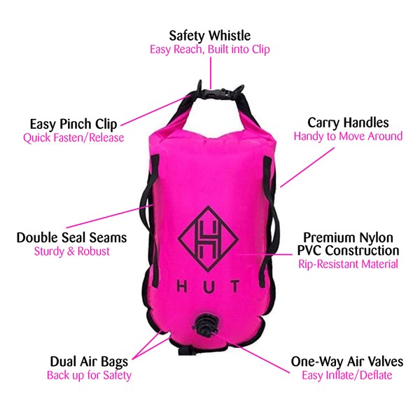 HUT Swim Buoy Dry Bag - Premium Tow Float and