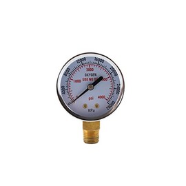High Pressure Gauge for Oxygen Regulator 0-4000 psi - 2 inches