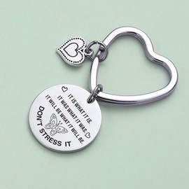 JIUSHUN Butterfly Inspirational Keychain, Niece Motivational Zen Quote Jewelry For Women, Friends Encouraging Gift For Daughter, Best Friend, Stainless Steel, Son Birthdays, Graduation Keychain