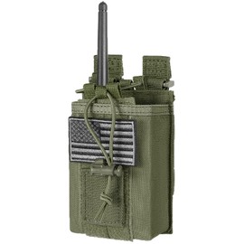 FRTKK Tactical Radio Holder Radio Holster Molle Radio Pouch Universal Radio Case Military Heavy Duty Radio Bag for Police Firefighter Two Ways Walkie Talkies Vest (Army green)