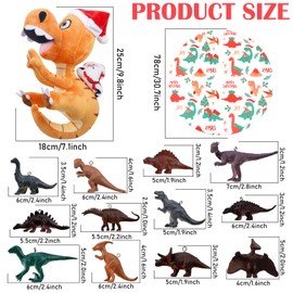 Leyndo 26 Pcs Christmas Tree Ornaments Set Christmas Tree Topper Santa Riding Dinosaur Ornament 24 Pcs Dinosaur Ornaments 30'' Dinosaur Christmas Tree Skirt