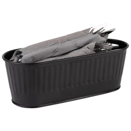 APS 11754 Cutlery Container/Basket, Bread Basket, Plant Basket, 29.5 x 12 cm, Height 10 cm, 2 Litres, Stainless Steel