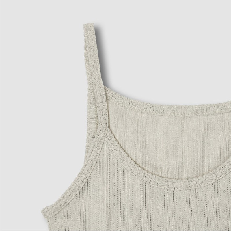 JAJU [JAJU/자주] 여 코튼 포인텔 크롭 캐미솔_카키그레이 [JAJU] Women's Cotton