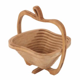 Folding banbu-basuketto Apple Basket Hamper Basket Fruit Basket Trinket Pot Holder, [Small]