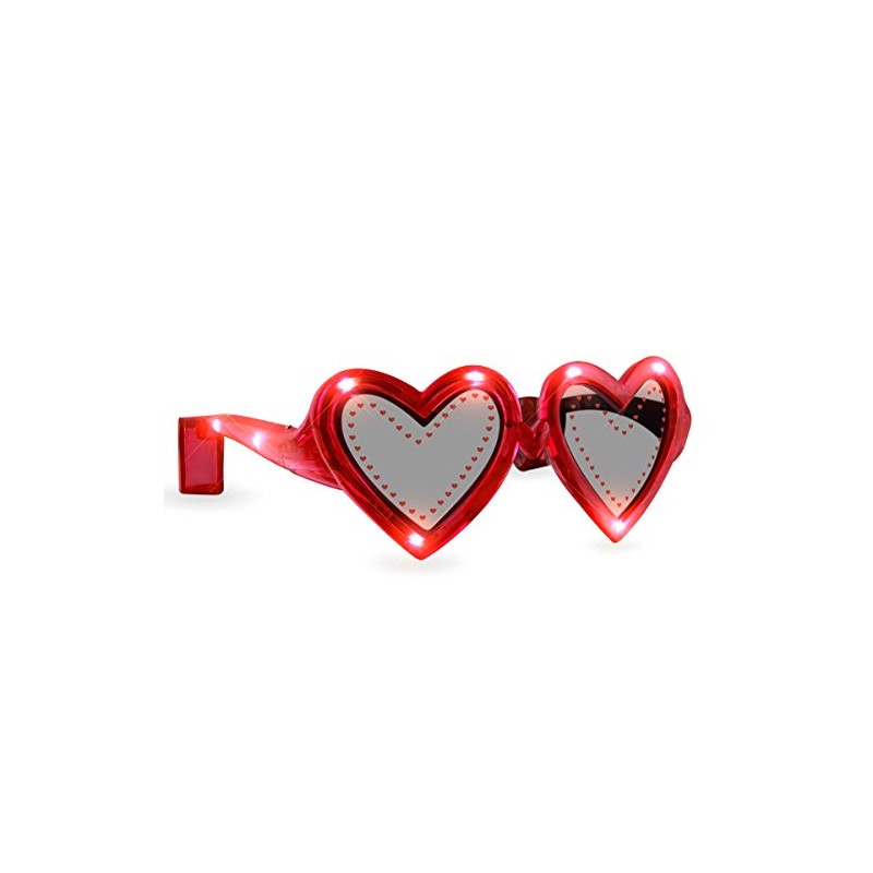 FlashingBlinkyLights Red Heart Shape Light Up Sunglasses