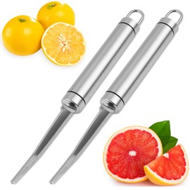2PCS Grapefruit Knife Set, Curved Serrated Stainless Steel Fruit Knife for Grapefruit, Orange, Lemon, Kiwi, Avocado - Easy to Hang, Dishwasher Safe, Ergonomic Handle for Effortless Peeling and Slicing