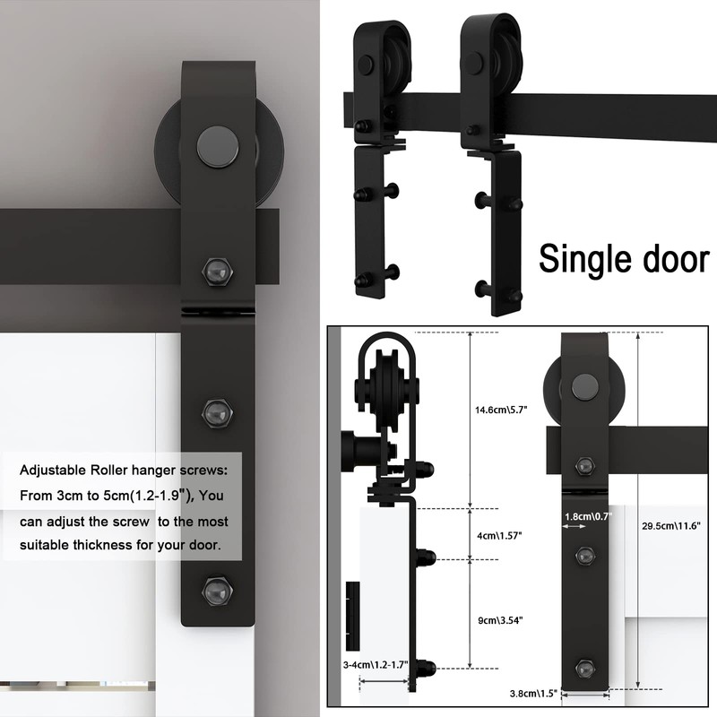 BONIKLUBA 40" Bi-Folding Sliding Barn Door Hardware Track Kit,Smoothly&Quietly,Side Mounted