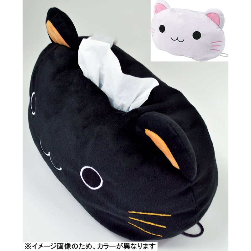 小島通商 ねこ顔ティッシュカバー 白猫 30cm×20cm×18cm