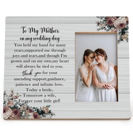 DIENADFX Wedding Day Picture Frame, Mother of the Bride Gifts, Thank You Appreciation Gift for Mom Mother Mommy, to My Mom on My Wedding Day Wood Picture Frames for 4x6 Photos