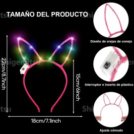 12 Tiaras Diademas Luz Neon Tocado Luminosa Orejas Fiestas