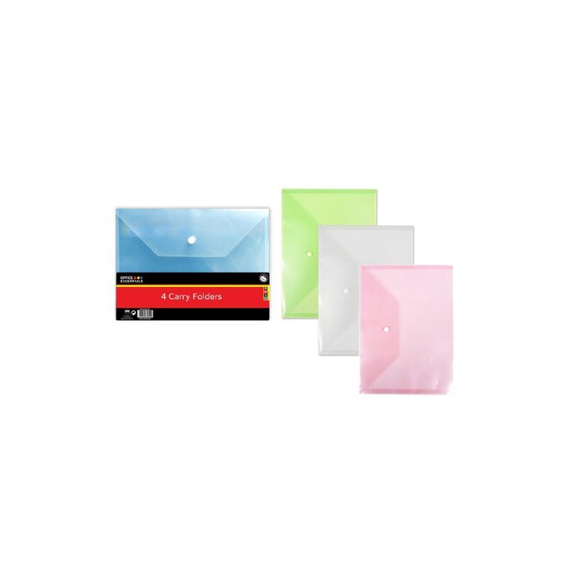 Document Folder Wallet A4 Pack of 4 Plastic with Stud