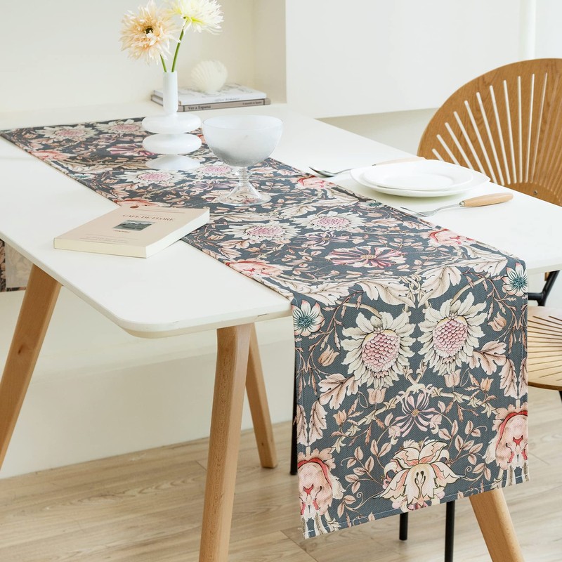 Obal William Morris Table Runner, Teal floral table runner Heat