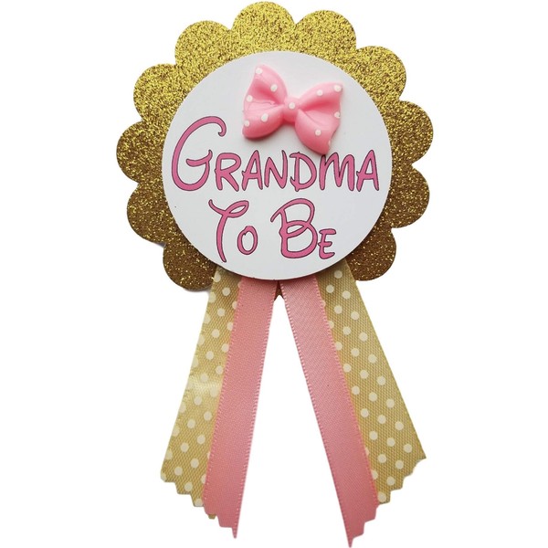 Grandma to Be Pin Girl Baby Shower Pin for nona to wear, Pink & Gold Glitter It's a Girl Baby Sprinkle