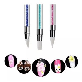 Alet Trend 3 Pinceles De Silicon Doble Punta Para Uñas Fondant Art