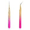Nail Art Tweezers 2PCS Nail Art Tweezers for Stickers Stainless