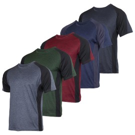 Real Essentials - Pack of 5 Men’s Active Quick Dry Fit Crew Neck T-Shirts Athletic Gym Workout Short Sleeve Tee Tops Camisas para Hombres Summer - Large - Set 13