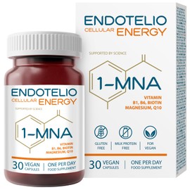 Endotelio 1-MNA Cellular, Anti Aging Optimierendes NAD+, Coenzym Q10, Magnesium, B Komplex, Vitamine und Mineralien für Frauen und Männer, Zellgesundheit, Energiestoffwechsel, Biohacking, 30 Kapseln