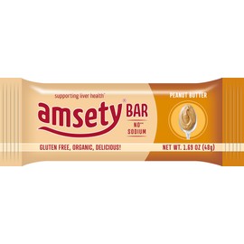 Amsety Nutrition Bar, Supports Liver Health, Includes Super 16 Vitamins, Low Sodium, Organic, Gluten-Free, 1.69oz (Value Pack (12 Bars), Peanut Butter)