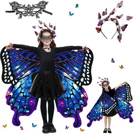 Sundonix Fancy Dress Butterfly Cape for Children – Colourful Carnival Costume Children, Ideal for Carnival, Fancy Dress and Cosplay Polyester (Printed on Both Sides So Purple)