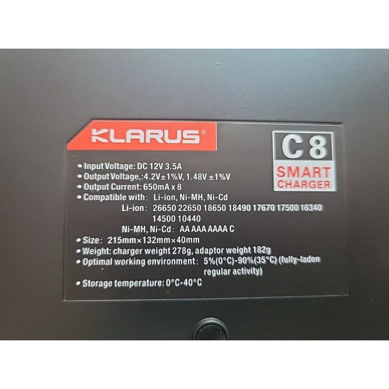 KLARUS New Klarus C8 8-Bay Capacity Universal Battery Charger KLGC-01B-01