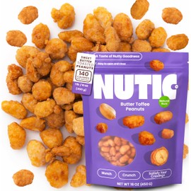 Nutic Gourmet Butter Toffee Peanuts - 1 lbs of Crunchy, Candied Peanuts for Snacking - Sweet & Toasted Nut Mix with a Butter Flavor - Ideal for Health-Conscious Snackers & Holiday Gift Giving