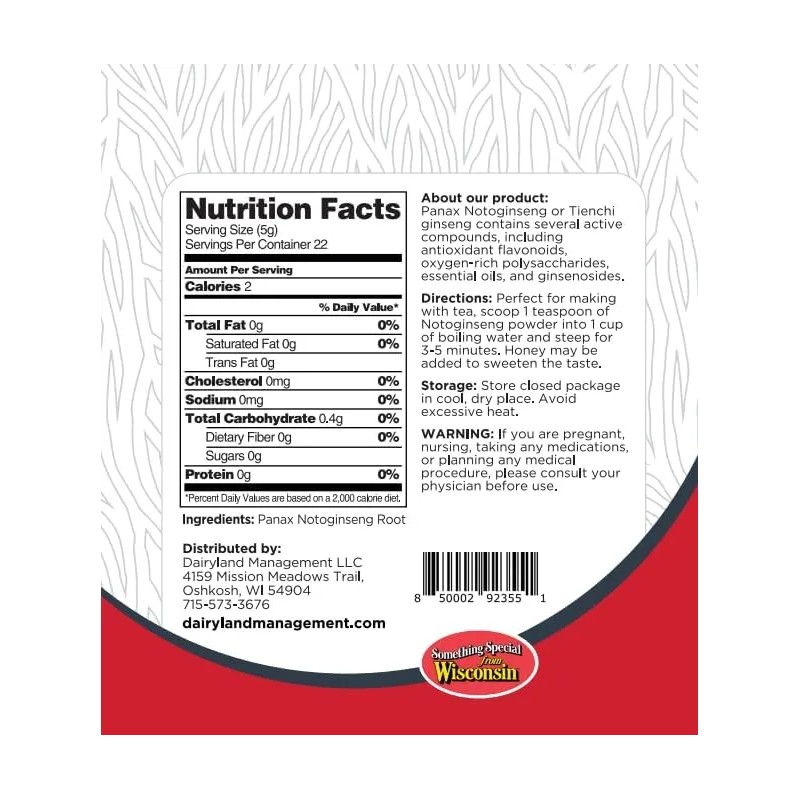 Dairyland Polvo Panax Notoginseng Natural 227g