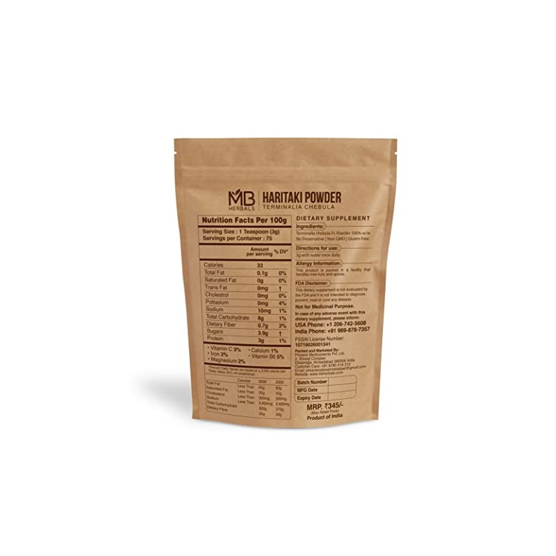 MB Herbals Haritaki Powder 8 oz / 227 Gram /
