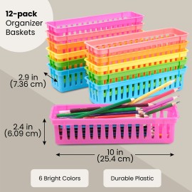 Juvale 12-Pack Pencil Holder Trays and Organization Baskets - Plastic Caddy for Desk