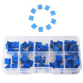 GTIWUNG 60 pieces 3296W 3296 potentiometer trimmer kit, variable resistor set, high precision resistors 100Ω, 200Ω, 500Ω, 1KΩ, 2KΩ, 5KΩ, 10KΩ, 20KΩ, 50KΩ ohm (12 values)
