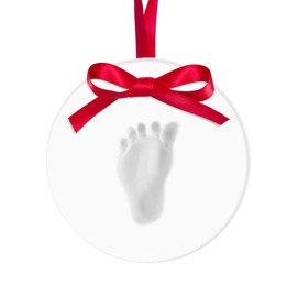 Round Baby's Print Christmas Ornament, White
