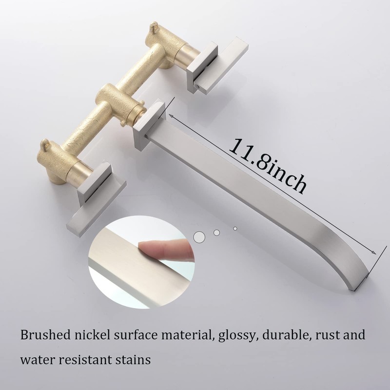 BEIYI Wall Mount Tub Filler, Brushed Nickel Wall Mounted Bathtub