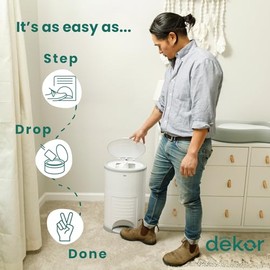 Diaper Dekor Diaper Dekor EKO Classic Diaper Pail Gift Set, White | ONLY Eco-Friendly Diaper Pail Made with 70% Recycled Materials | Comes with up to a Year's Supply Worth of Diaper Dekor Refills!