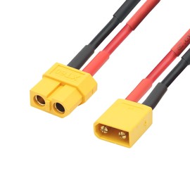 2Pcs Short XT30 Male to XT60 Female Connector Adaptor Plug with 5cm 16AWG Silicone Wire for LiPo Battery Micro FPV Drone