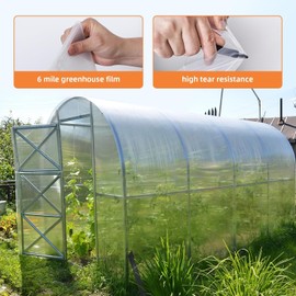 Garvee Greenhouse Plastic Sheeting Film Cover 8FT x 25FT, Polyethylene Greenhouse Film 6 Mil Heavy Duty,Plastic Sheeting UV Resistant for Farm, Garden, Windproof Frost& Dust Proof