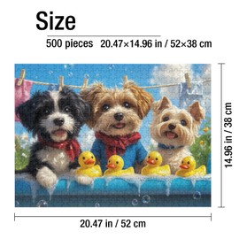 500-Piece Cute Puppies & Ducks Puzzle, Joyful Animal Jigsaw for Adults, Vibrant Artwork for Family Fun, Stress Relief & Present(20.5" x 15")