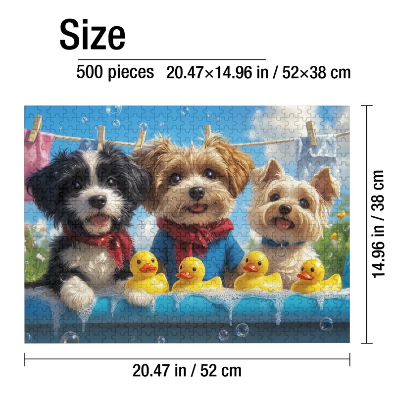 500-Piece Cute Puppies & Ducks Puzzle, Joyful Animal Jigsaw for