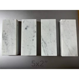 Carrara 5"x2"x¾" Undrilled Solid Italian Carrara White Marble Block Base Tile Trophy