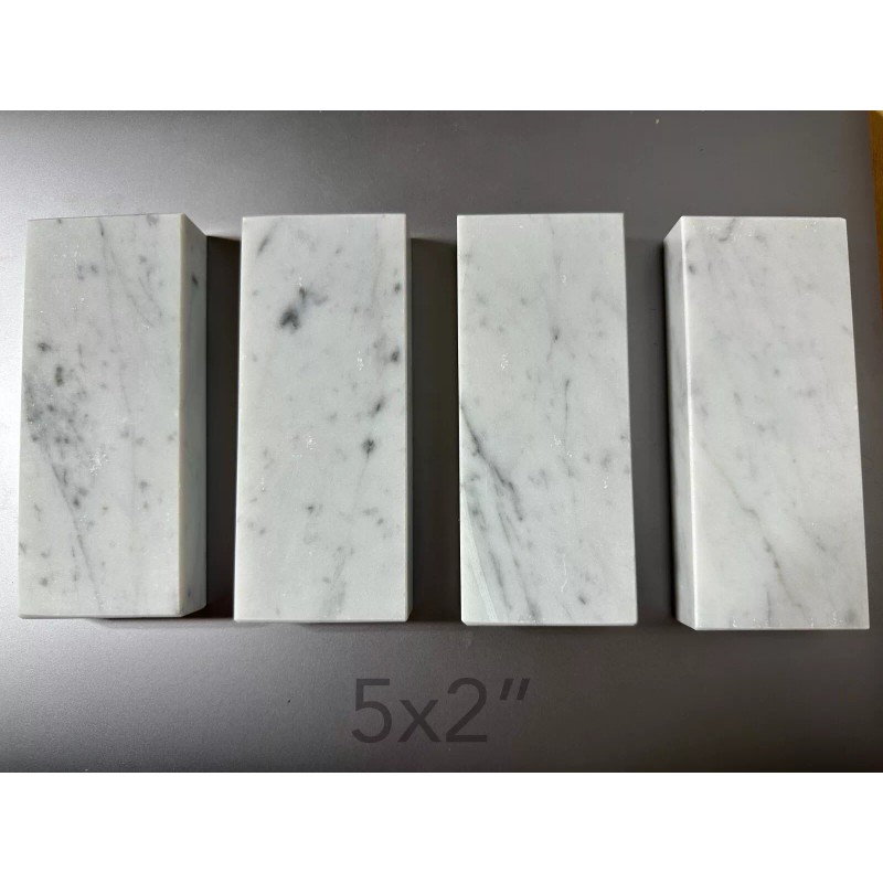 Carrara 5"x2"x¾" Undrilled Solid Italian Carrara White Marble Block Base