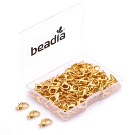 BEADIA Alloy Lobster Clasps 14x7mm Gold Plated Lobster Claw Clasps for DIY Jewelry Making 100pcs