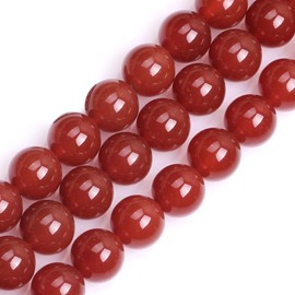 (14mm / Red) - Gem-Inside Round Smooth Sureface Red Agate Beads Many Size Selectable