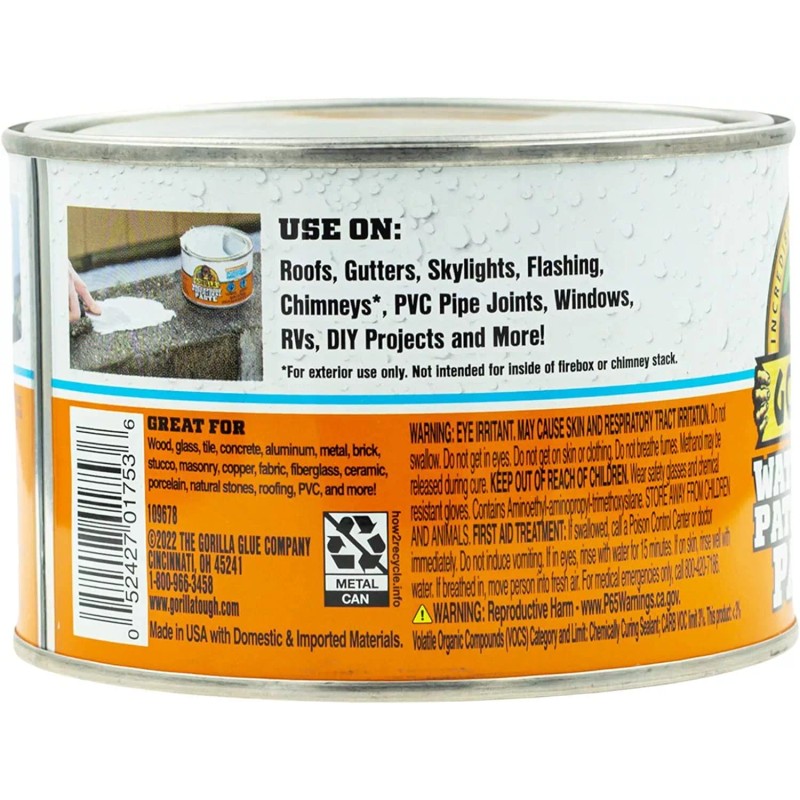 Gorilla Waterproof Patch & Seal Rubberized Sealant Paste, White, 1