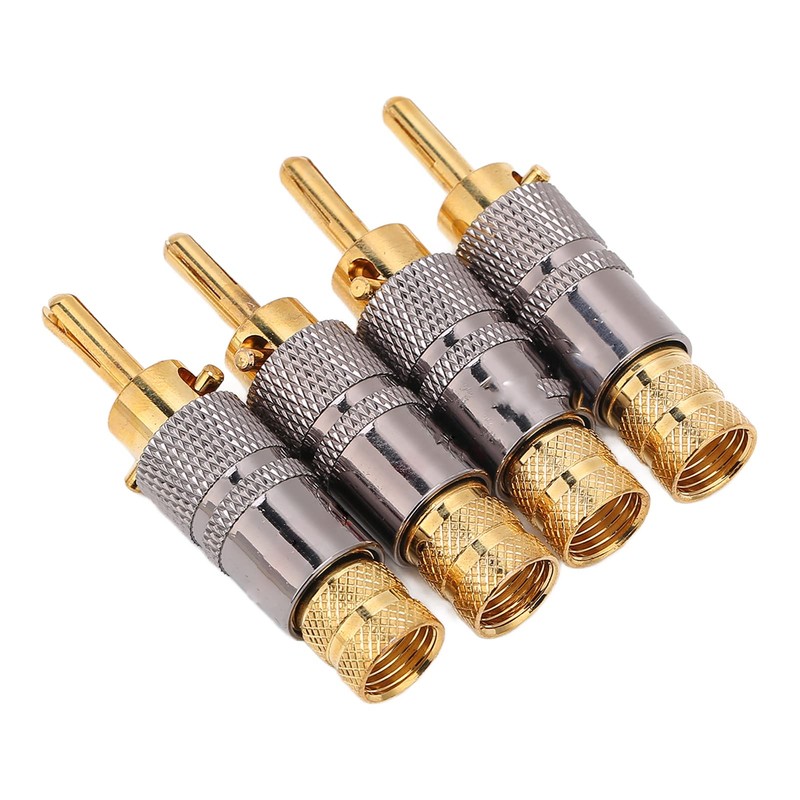 AKLOSIPY Preffair BA1457 4pcs 24K Gold Plated Banana Plug for