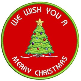 We Wish You A Merry Christmas - 3.5" Embroidered Patch DIY Iron On/Sew On Christmas Holiday Novelty Theme Decorative Applique