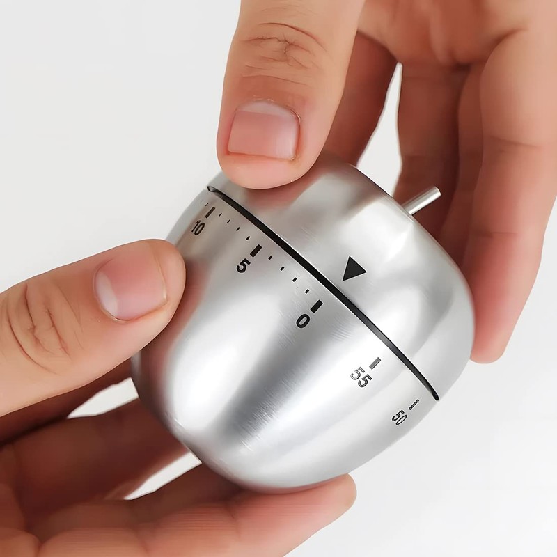 Kitchen Timer Cute Manual Stainless Steel Mechanical Rotating Alarm 60